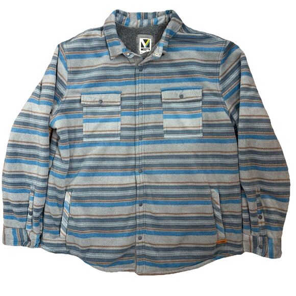 Voyager Polar Fleece Sherpa Lined Shacket Jacket Shacket Mens XXL Striped EUC - Picture 1 of 11